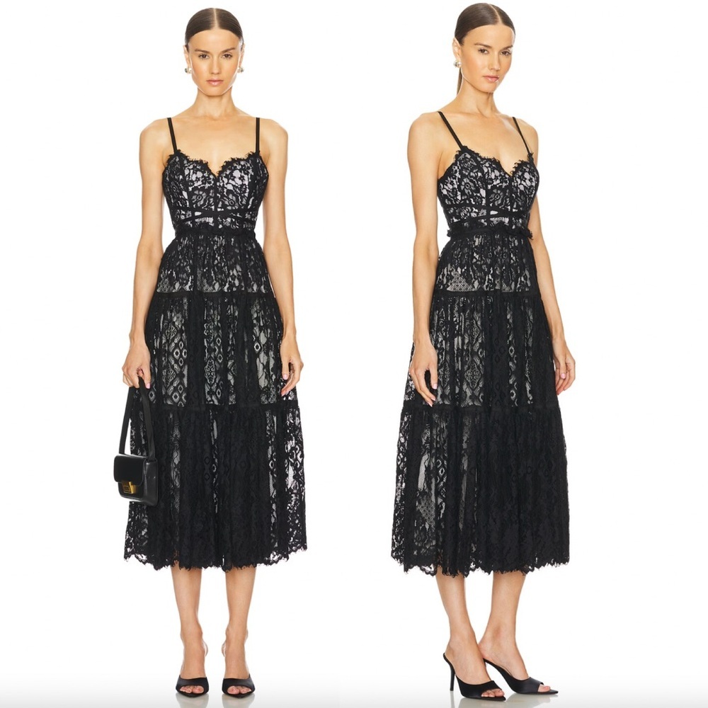 NWT Cinq a Sept Lana Lace Dress in Black and Ivory